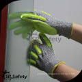 SRSAFETY 13 gauge knitted liner nylon and glassfibre and HPPE liner coated grey nitrile on palm, anti vibration gloves